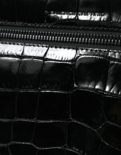 Balenciaga – Schulter-Umhängetasche aus schwarzem exotischem Leder