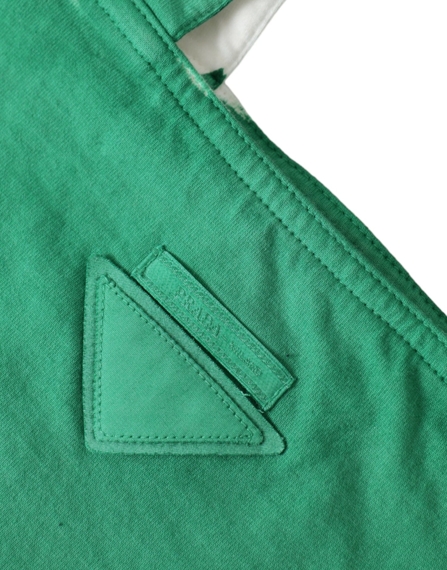 Prada Green Jersey Fabric Logo Schulter Einkaufstasche Einkaufstasche