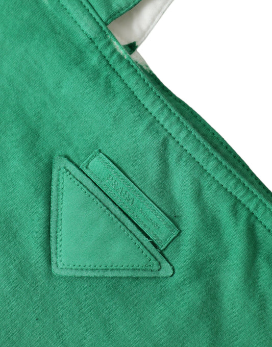 Prada Green Jersey Fabric Logo Schulter Einkaufstasche Einkaufstasche