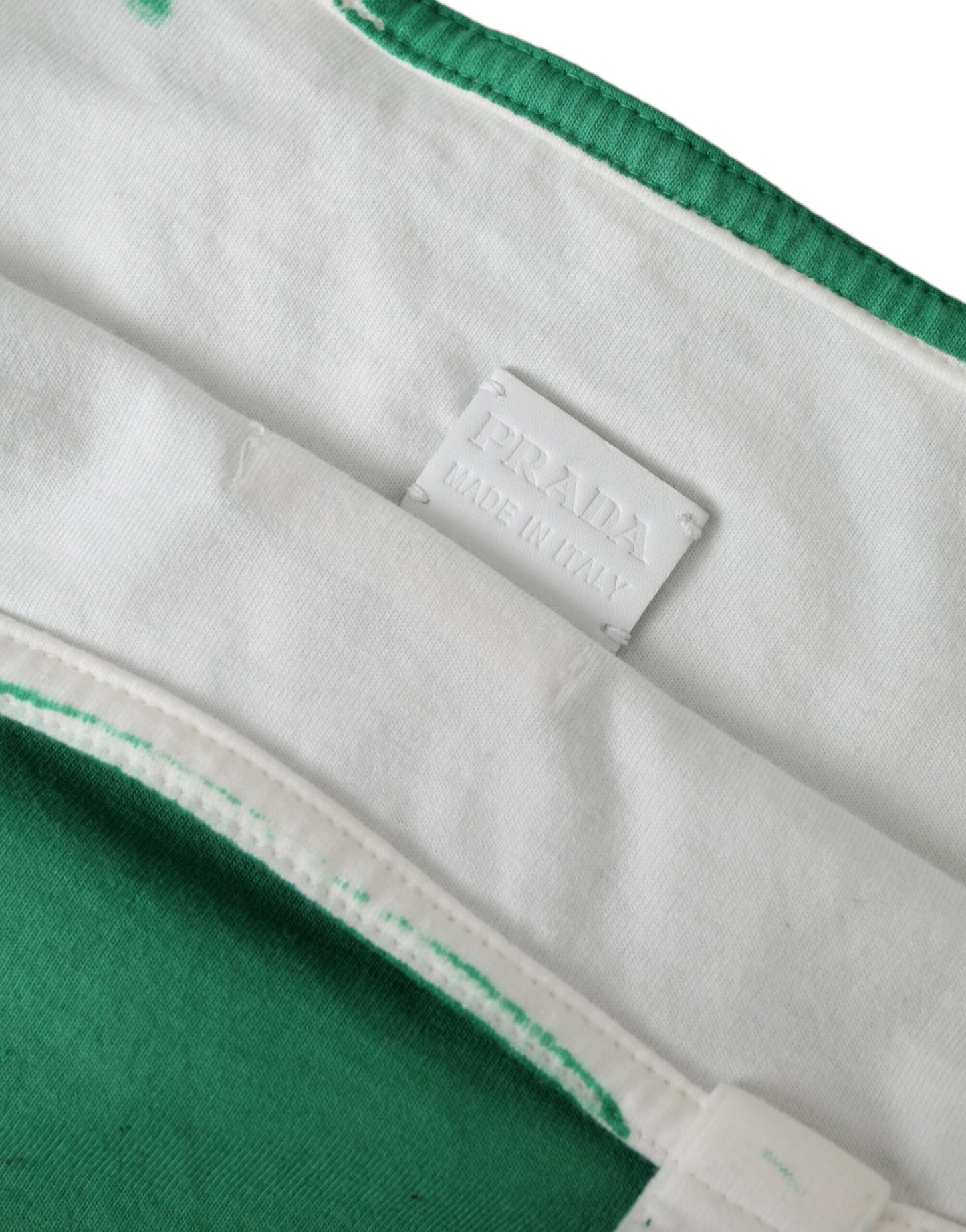 Prada Green Jersey Fabric Logo Schulter Einkaufstasche Einkaufstasche