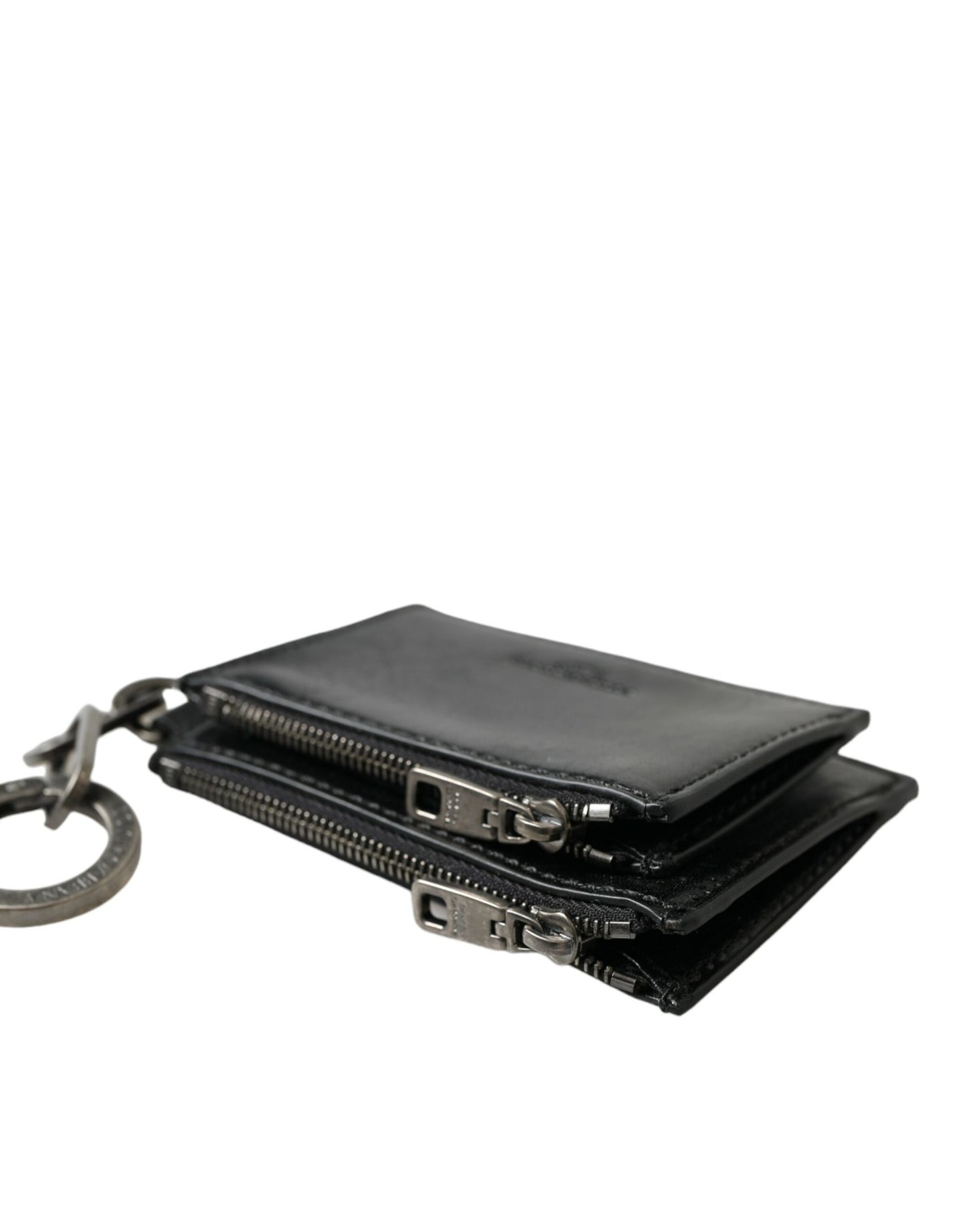 Dolce &amp; Gabbana – Schlüsselanhänger aus schwarzem Leder mit Reißverschluss und Logo