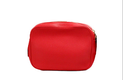 Kleine Burberry-Kamera-Umhängetasche aus genarbtem Leder in leuchtendem Rot