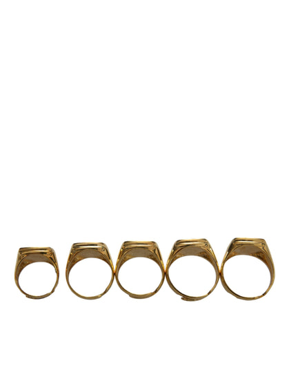 Dolce &amp; Gabbana Goldmessing ROYAL Emaille Set mit 5 Ringen