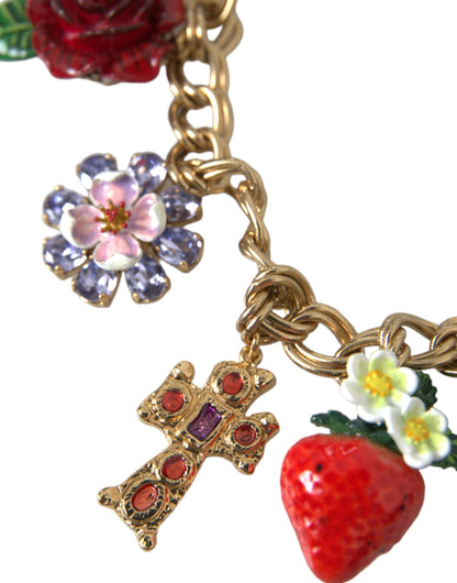 Dolce &amp; Gabbana Halskette mit goldenem Kettenanhänger, Rosenkreuz, Erdbeerstern