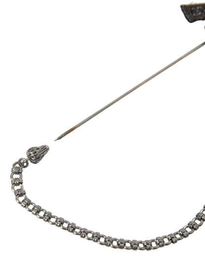 Dolce &amp; Gabbana Messing Kupfer Seide Revolver Pistole Männer Brosche Anstecknadel