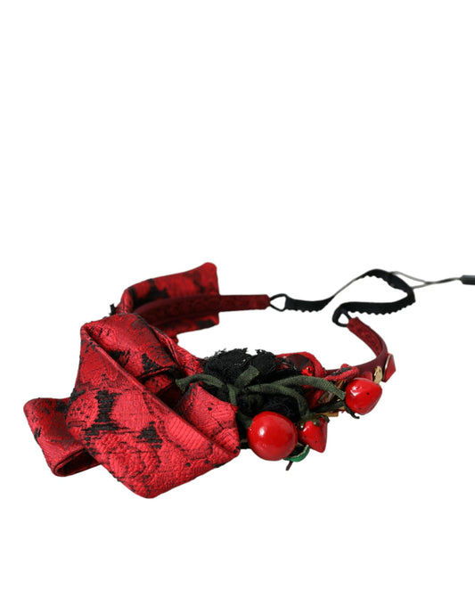 Dolce &amp; Gabbana Red Cherry Sicily Verziertes Damen Haarband Diadem