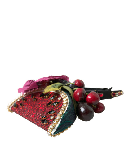 Dolce &amp; Gabbana Rotes Wassermelonen-Kirsch-Kristall-Haarband Statement-Diadem