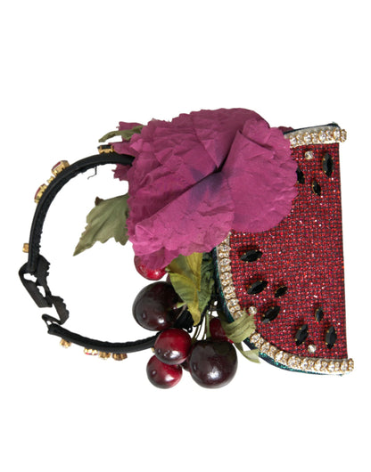 Dolce &amp; Gabbana Rotes Wassermelonen-Kirsch-Kristall-Haarband Statement-Diadem