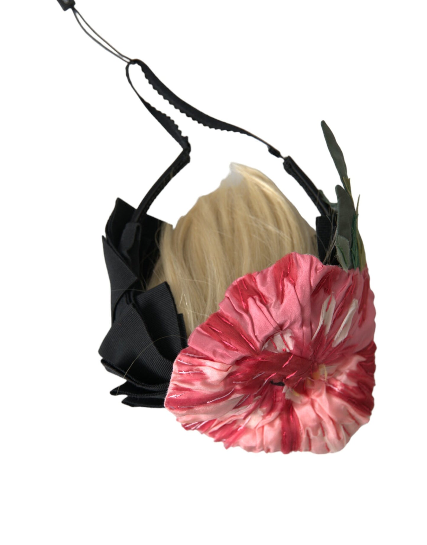 Dolce &amp; Gabbana Schwarze Viskose Weißes Haar Parrucchiera Stirnband Diadem