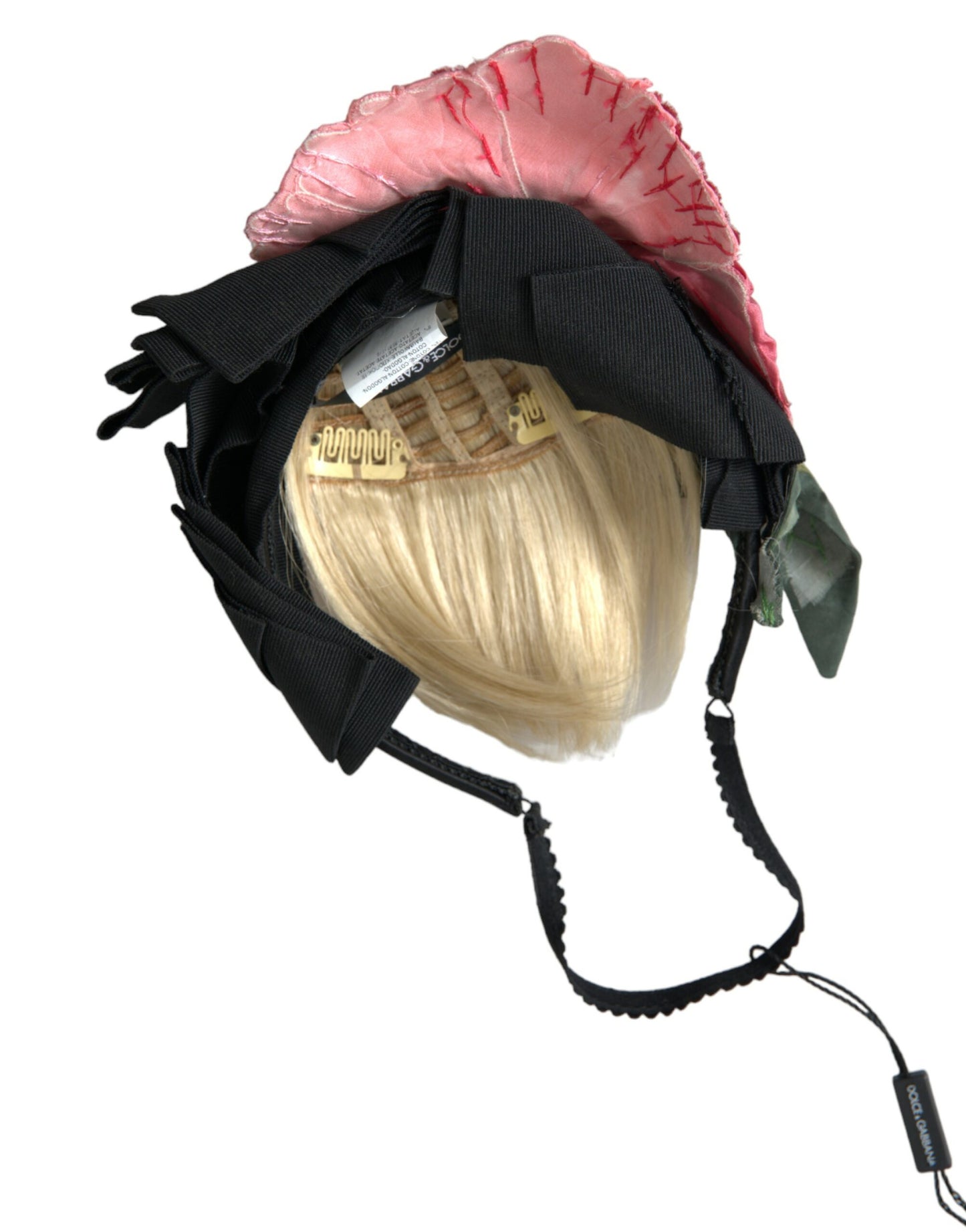 Dolce &amp; Gabbana Schwarze Viskose Weißes Haar Parrucchiera Stirnband Diadem