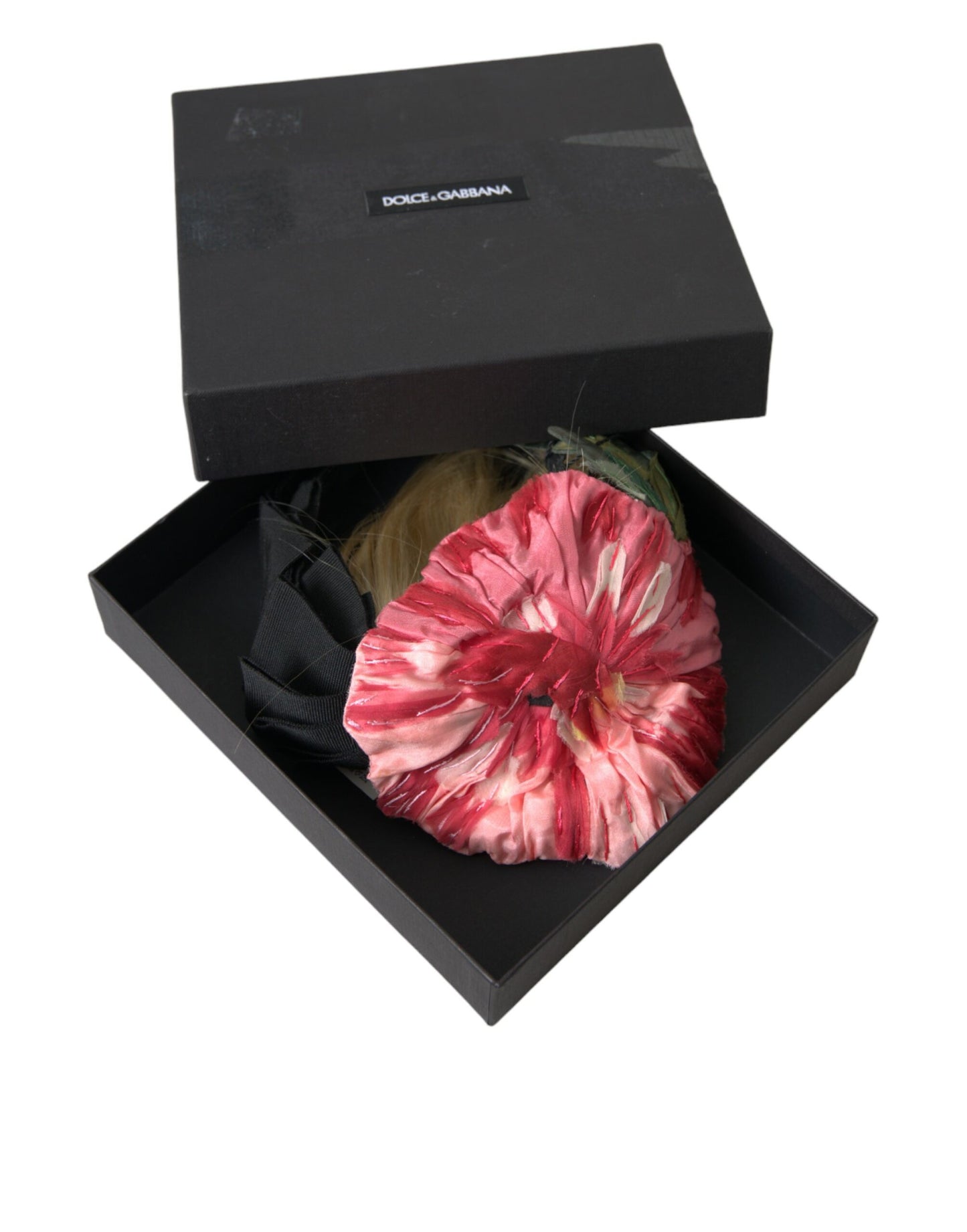 Dolce &amp; Gabbana Schwarze Viskose Weißes Haar Parrucchiera Stirnband Diadem