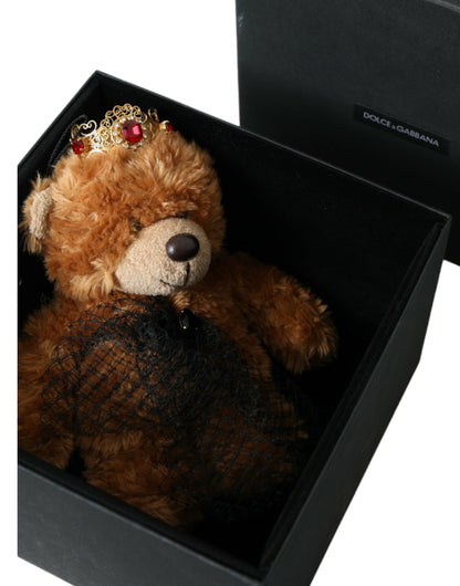 Dolce &amp; Gabbana Brauner Teddybär Gold Kristall Krone Haarband Diadem