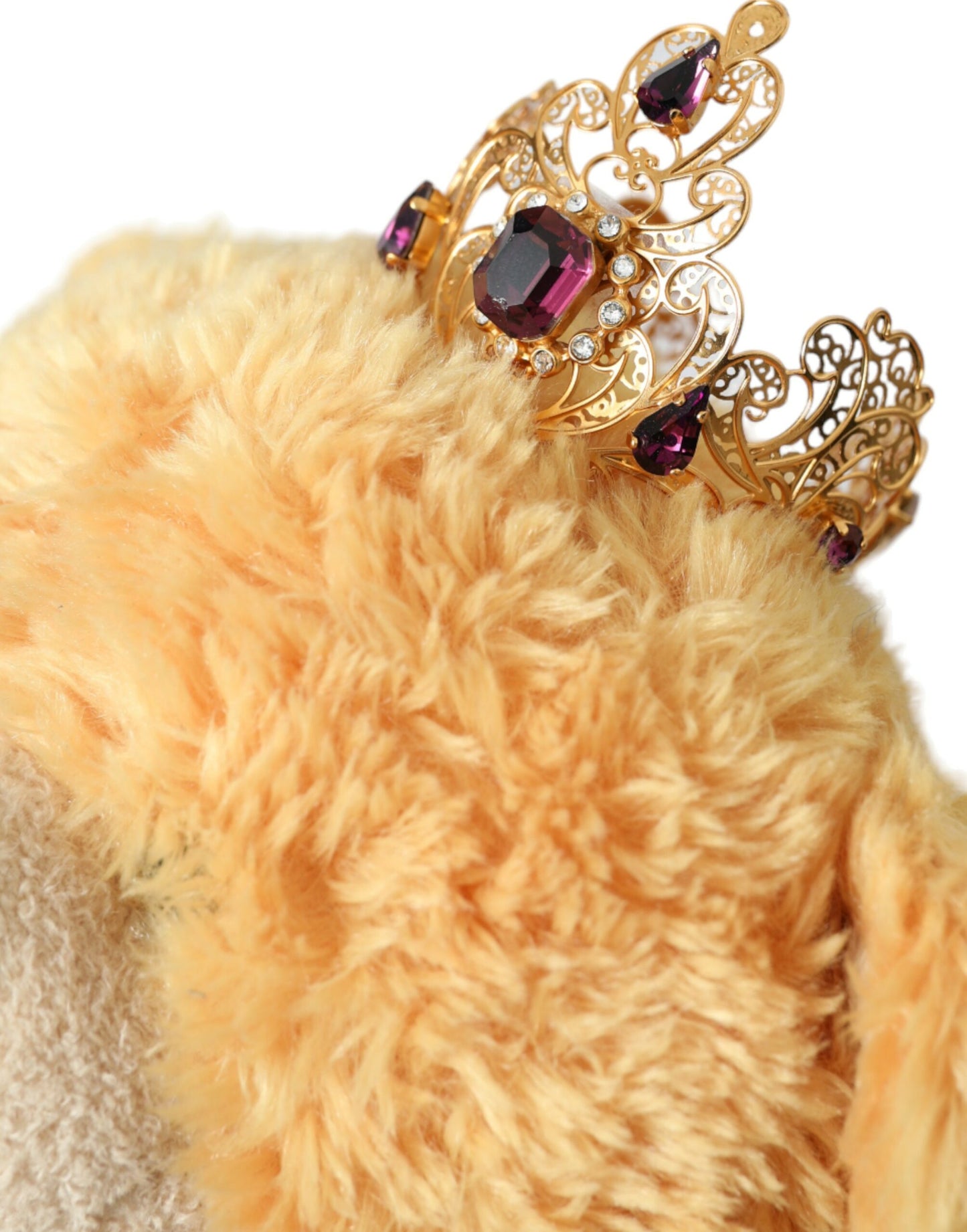 Dolce &amp; Gabbana Brauner Teddybär Gold Kristall Krone Haarband Diadem
