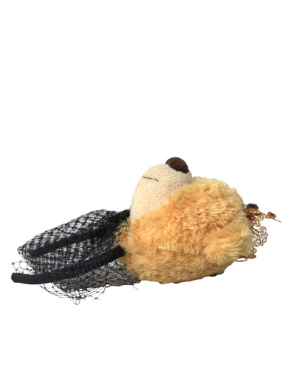 Dolce &amp; Gabbana Brauner Teddybär Gold Kristall Krone Haarband Diadem