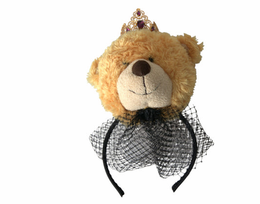 Dolce &amp; Gabbana Brauner Teddybär Gold Kristall Krone Haarband Diadem