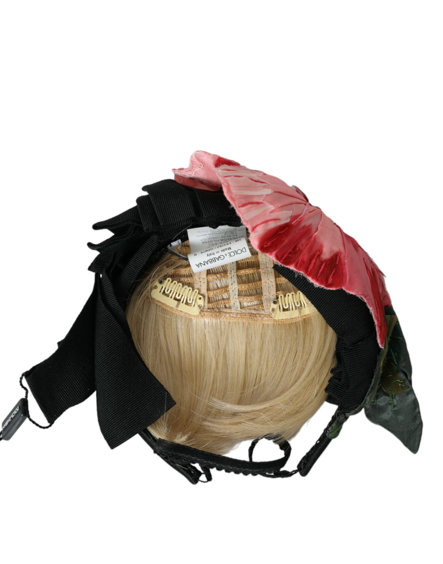 Dolce &amp; Gabbana Schwarze Viskose Weißes Haar Parrucchiera Stirnband Diadem