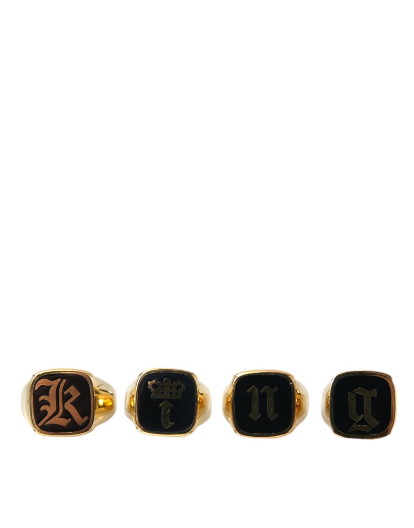 Dolce &amp; Gabbana – KING-Emaille-Set aus 4 Ringen aus goldenem Messing