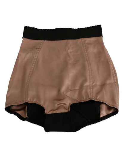 Dolce &amp; Gabbana Beige Seidenshorts mit hoher Taille