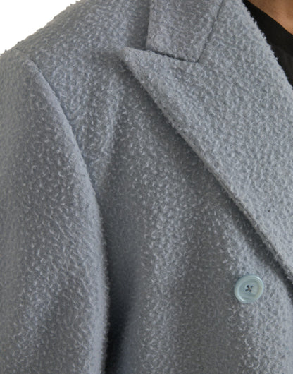 جاكيت ترنش طويل مزدوج الصدر من دولتشي آند غابانا باللون الأزرق