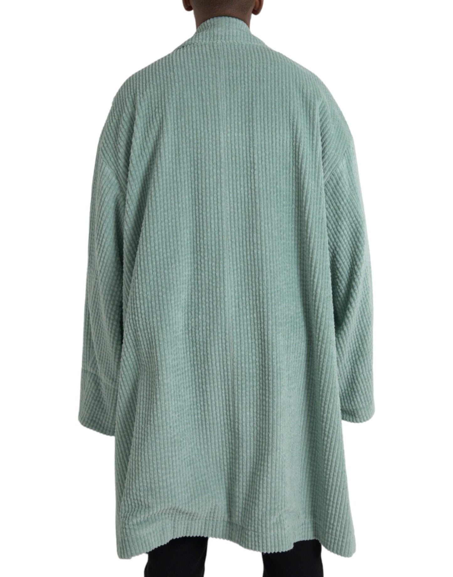 Dolce &amp; Gabbana – Blaue, zweireihige Cord-Baumwolljacke