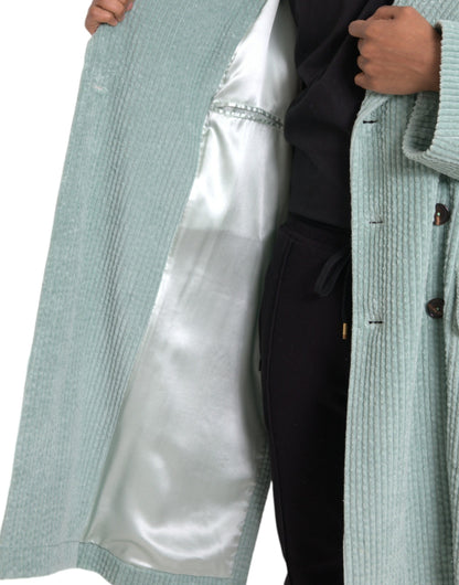 Dolce &amp; Gabbana – Blaue, zweireihige Cord-Baumwolljacke