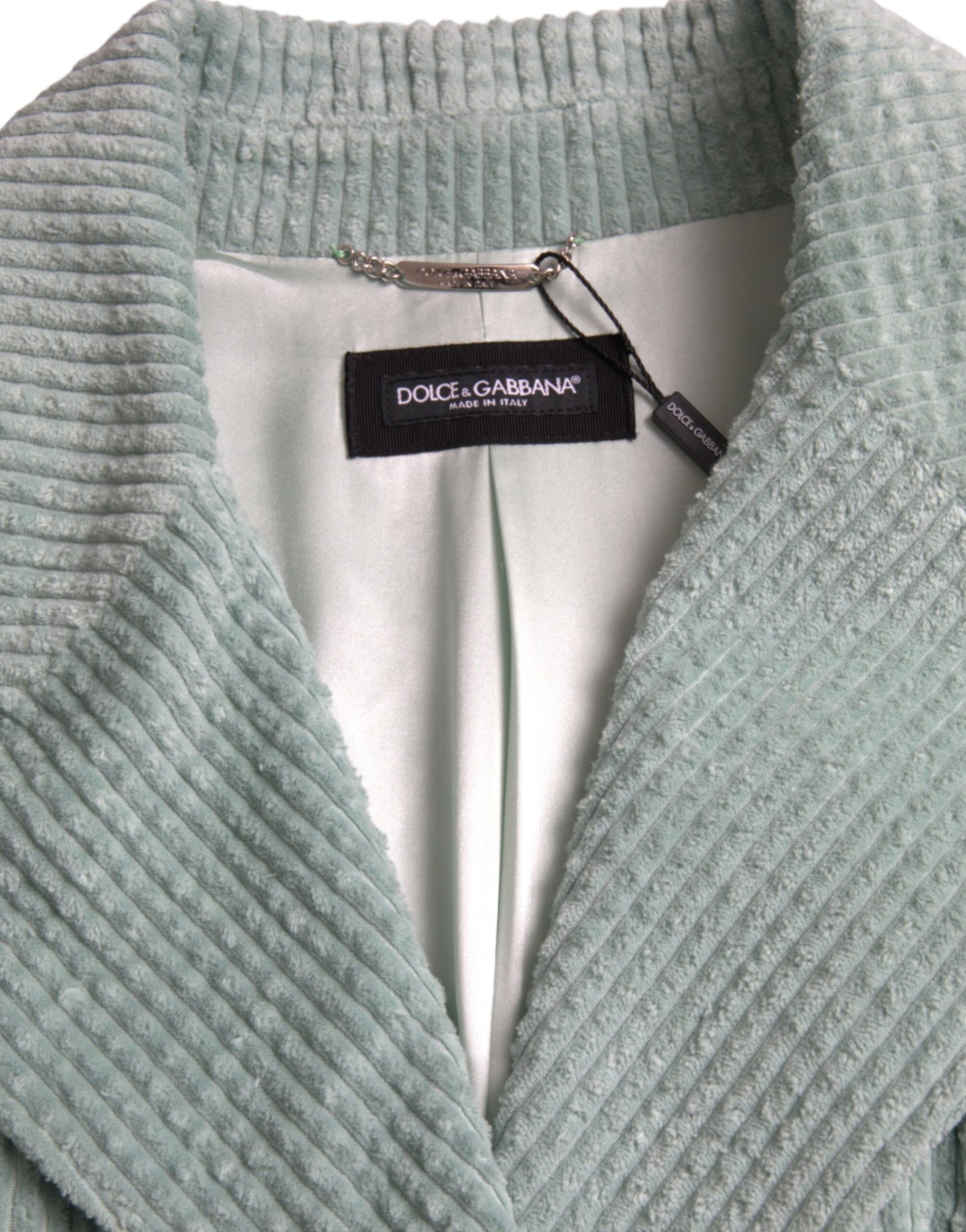 Dolce &amp; Gabbana – Blaue, zweireihige Cord-Baumwolljacke