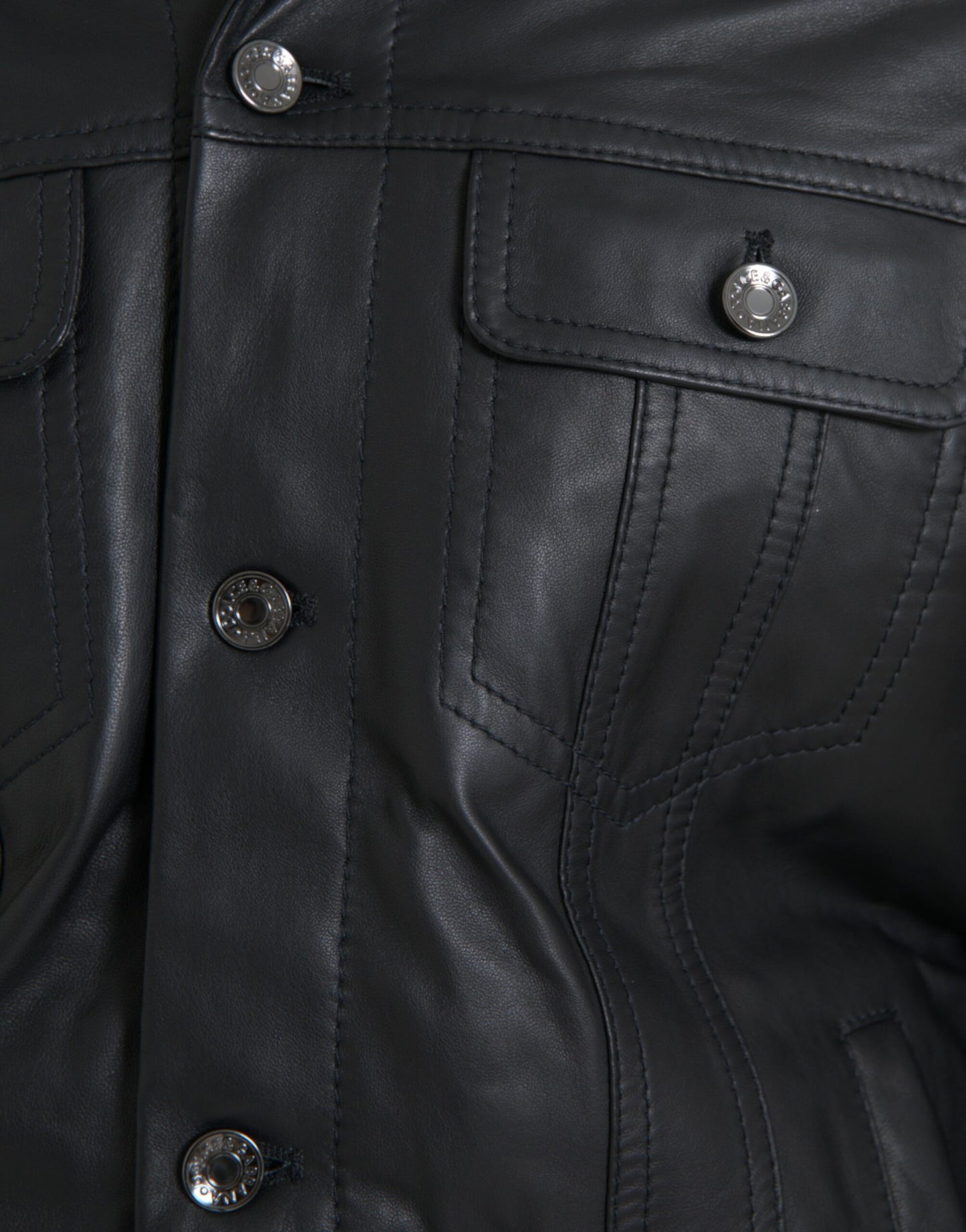Dolce &amp; Gabbana – Bikerjacke aus schwarzem Leder mit Pelzkragen