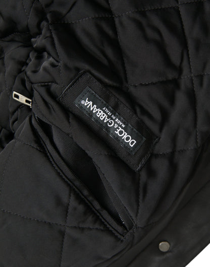 Dolce &amp; Gabbana – Bikerjacke aus schwarzem Leder mit Pelzkragen