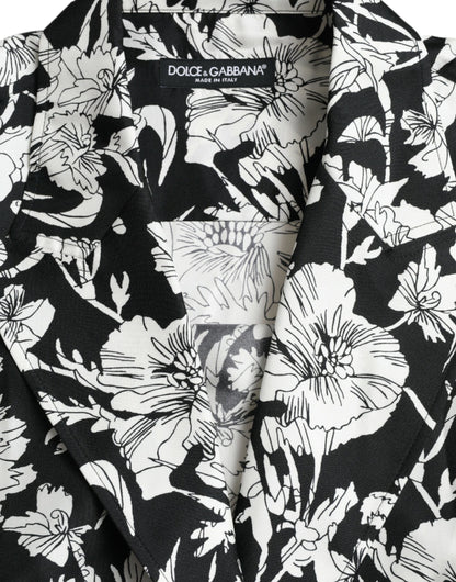 Dolce &amp; Gabbana – Freizeithemd mit Knopfleiste und Blumenmuster in Schwarz und Weiß