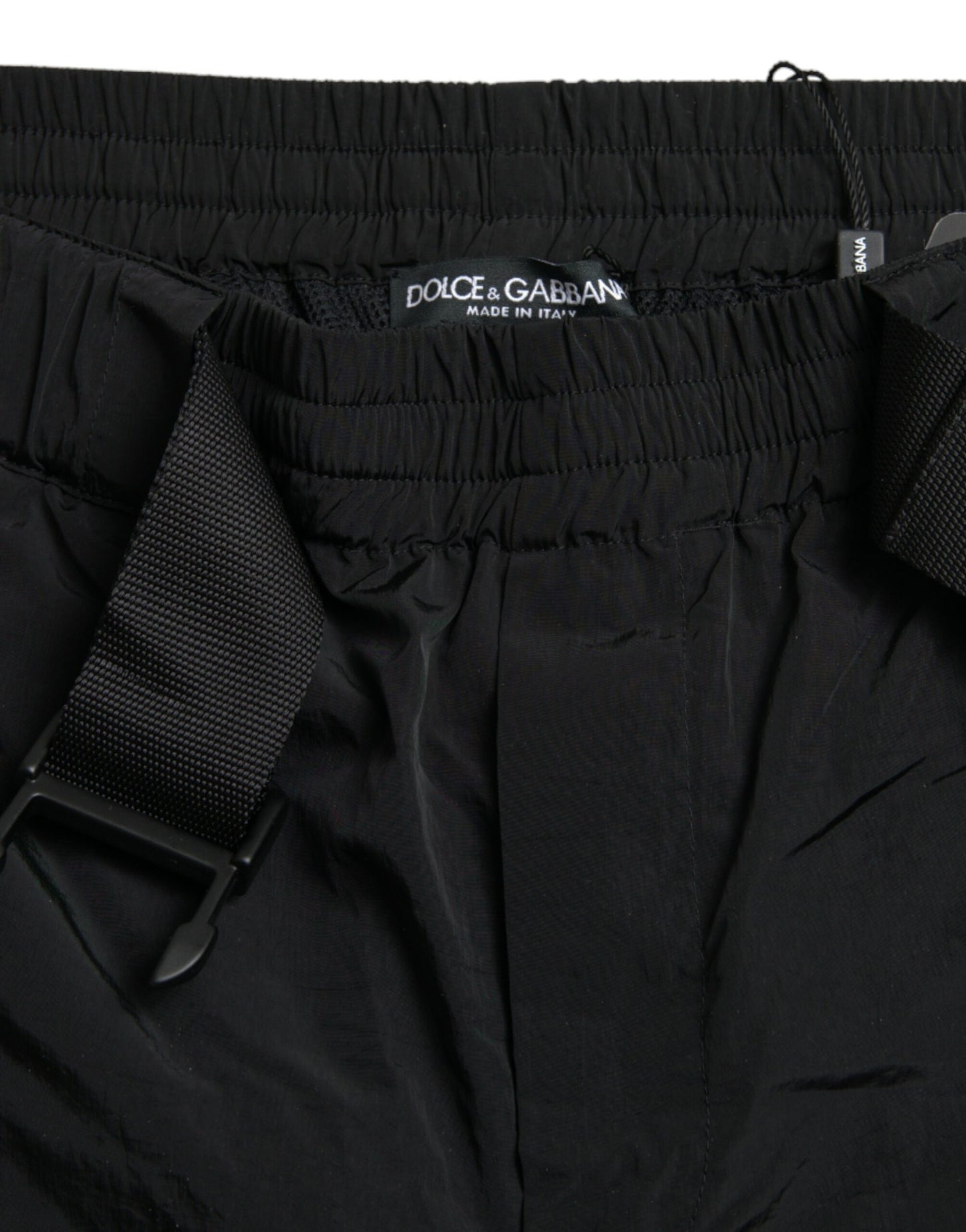 Dolce &amp; Gabbana – Jogginghose aus Nylon mit Leopardenmuster in Schwarz und Rot