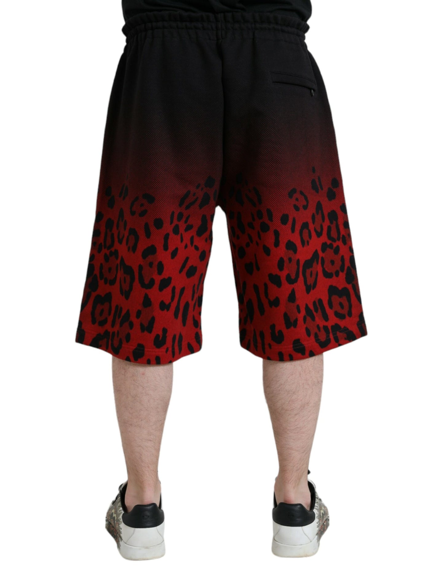 Dolce &amp; Gabbana – Rote Bermudashorts aus Baumwolle mit Leopardenmuster