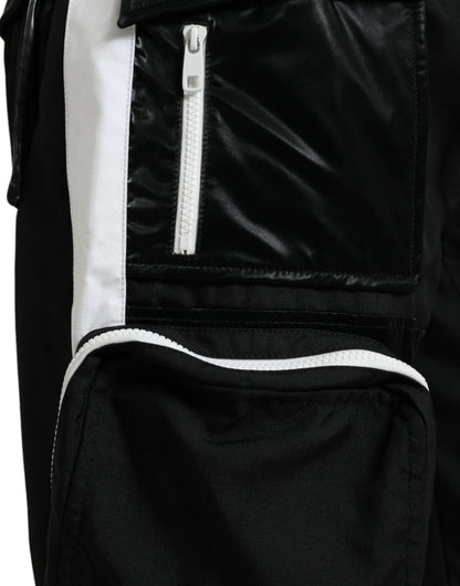 Dolce &amp; Gabbana Schwarze Nylon Cargo Jogger Herren Jogginghose