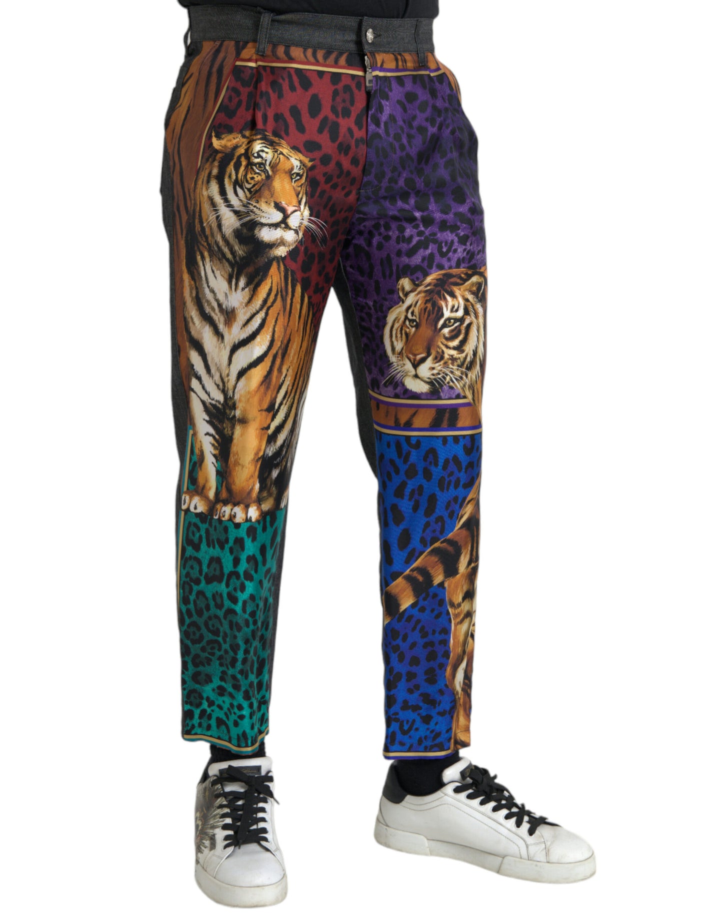 Dolce &amp; Gabbana – Lockere, schmal zulaufende Baumwollhose mit Tiger- und Leopardenmuster in mehreren Farben