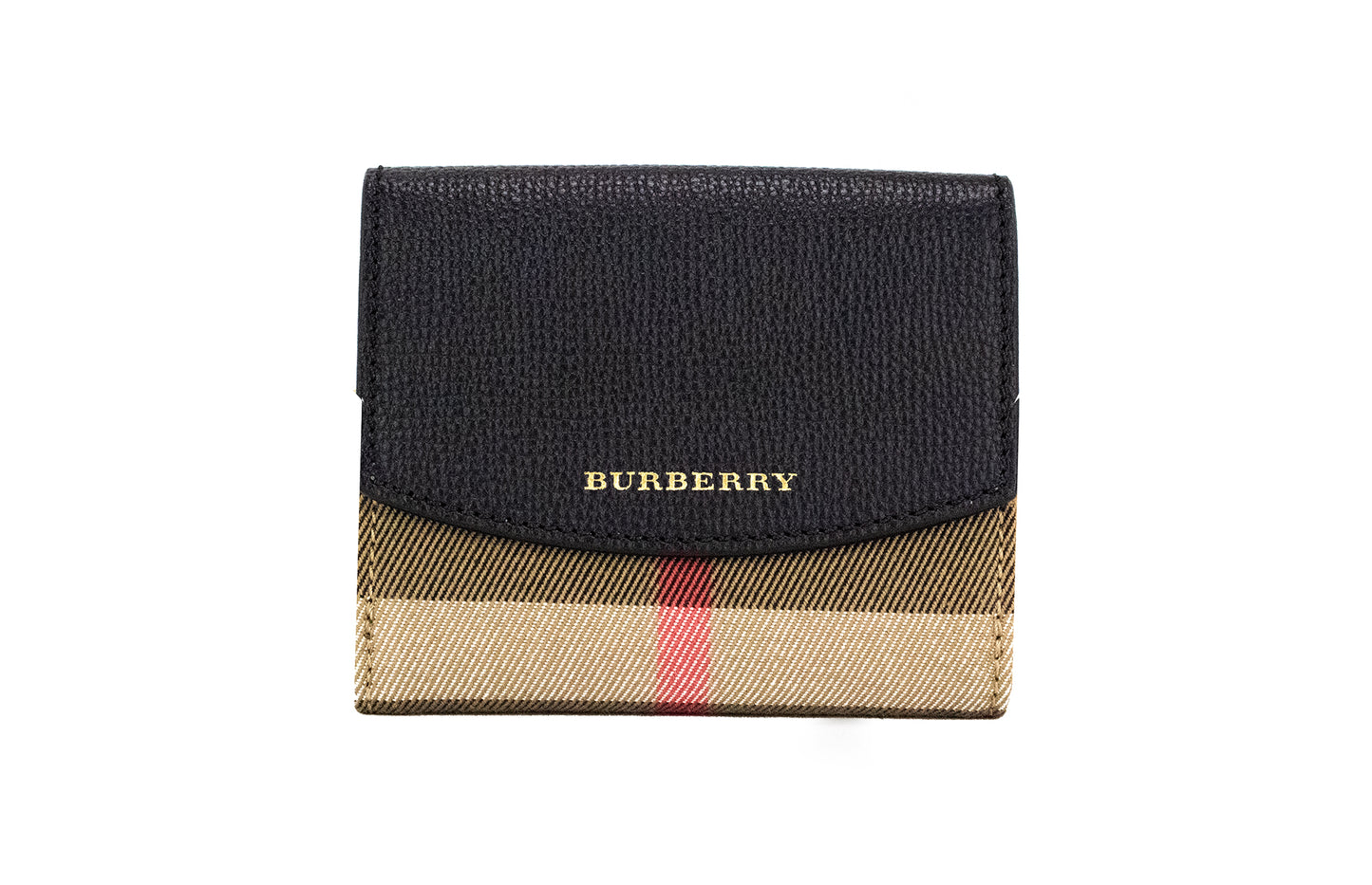 Burberry Luna Geldbörse aus genarbtem Leder mit House Check-Muster in Schwarz