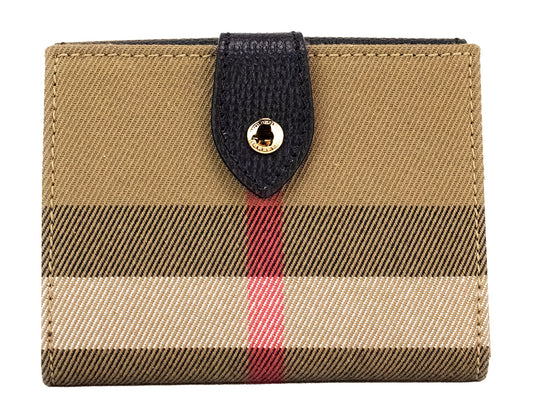 Burberry Luna Geldbörse aus genarbtem Leder mit House Check-Muster in Schwarz