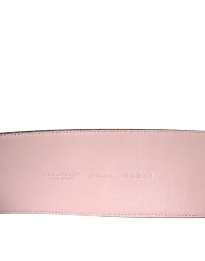 Dolce &amp; Gabbana – Mehrfarbiger Jacquard-Gürtel mit Lurex-Schnalle und Blumenmuster in Gold