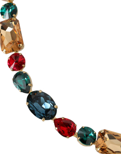 حزام خصر من الجلد باللون الأزرق الفاتح مع سلسلة كريستال من دولتشي آند غابانا