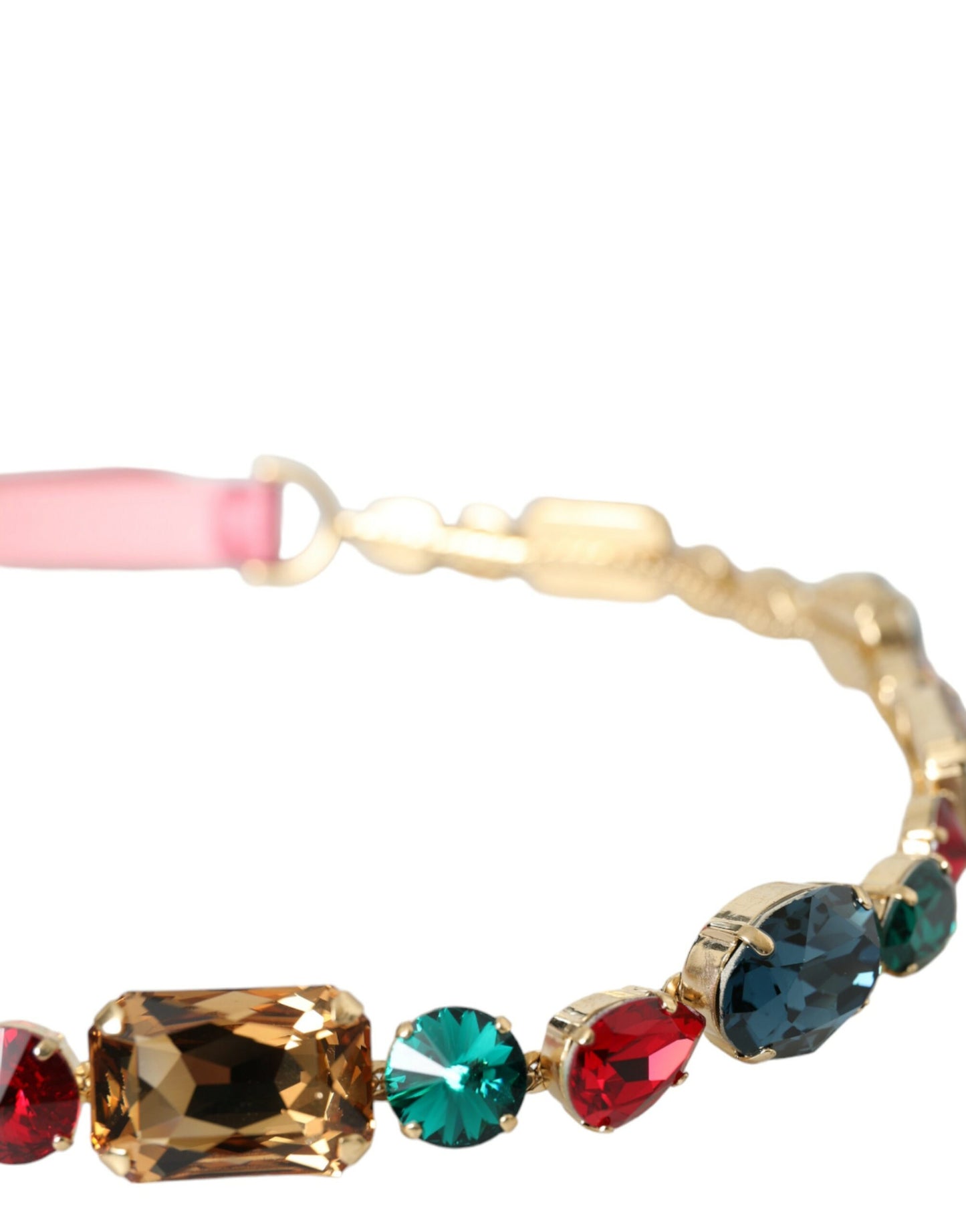 Dolce &amp; Gabbana – Rosafarbener Ledergürtel mit Kristallkette