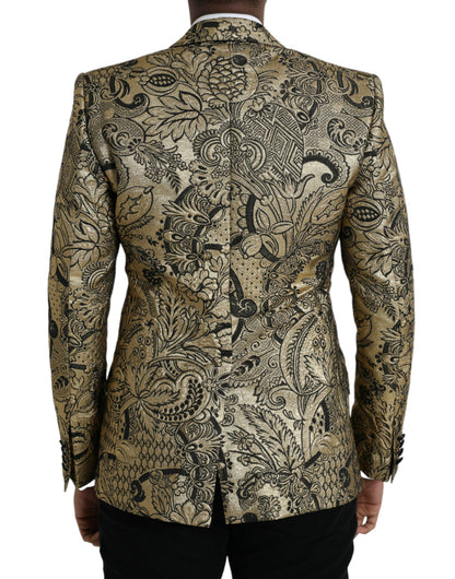 Dolce &amp; Gabbana Gold SICILIA Jacquard Einreihiger Mantelblazer