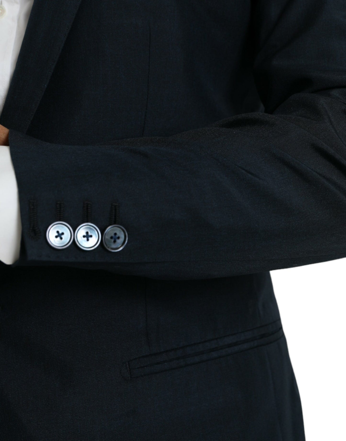 Dolce &amp; Gabbana Blauer GOLD-Einreihiger Mantelblazer mit Kerbe