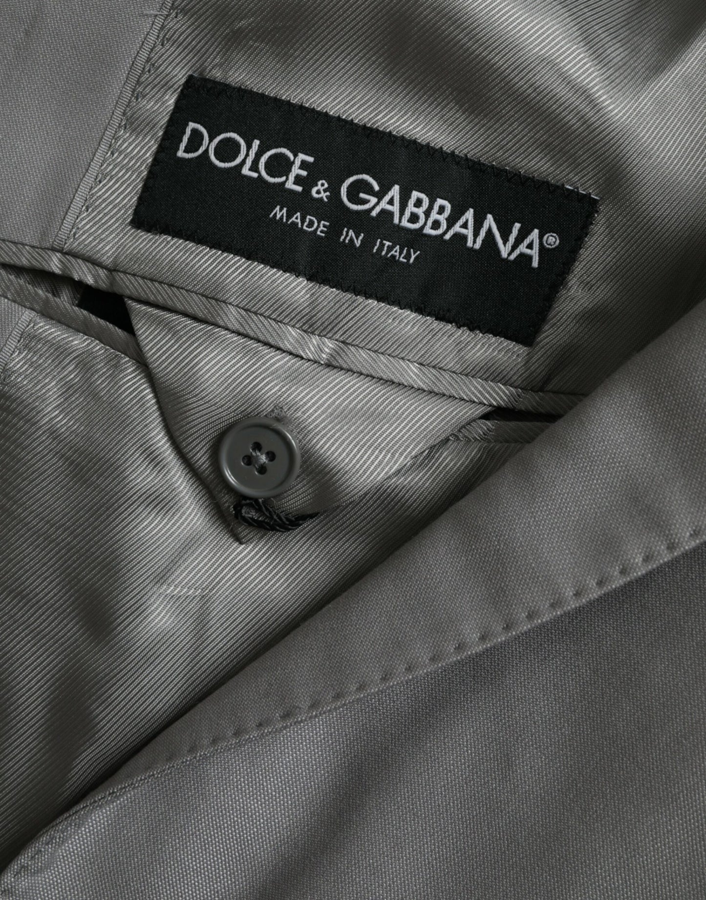Dolce &amp; Gabbana – Einreihiger Blazer aus grauer Wolle mit Spitze