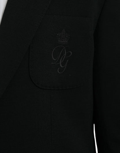 Dolce &amp; Gabbana – Einreihiger Blazer aus schwarzer Wolle mit Kerbe