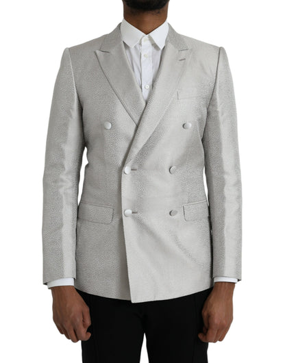 Dolce &amp; Gabbana – Zweireihiger MARTINI-Mantelblazer in Off-White