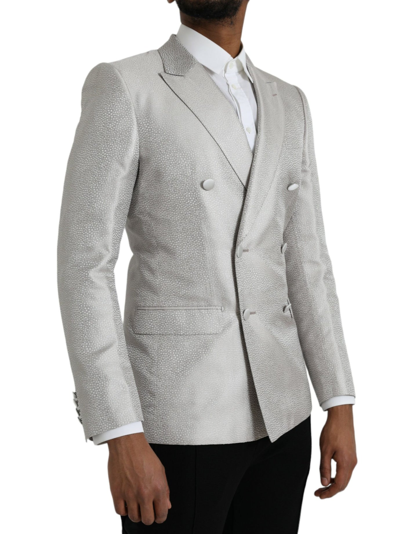 Dolce &amp; Gabbana – Zweireihiger MARTINI-Mantelblazer in Off-White