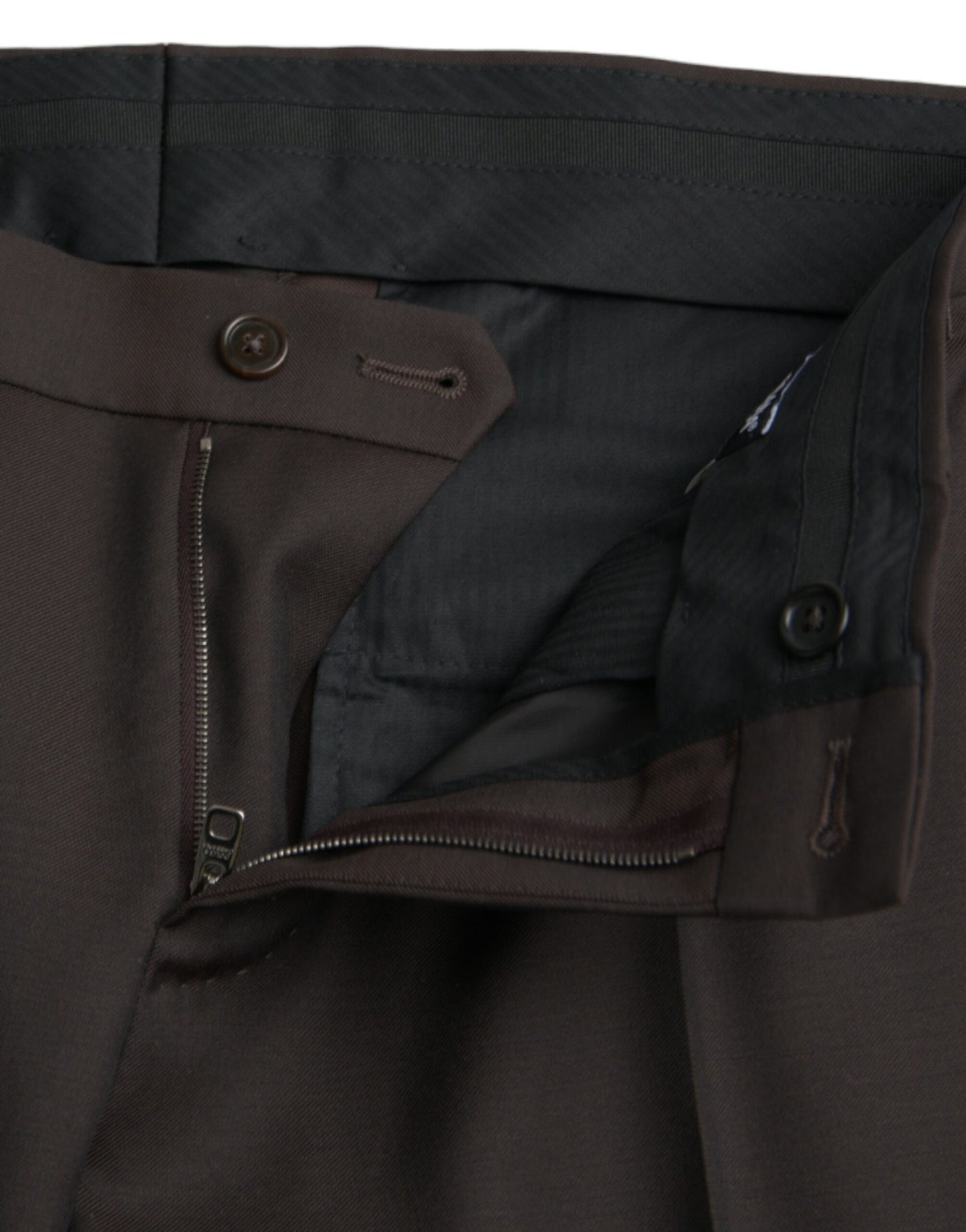 Dolce &amp; Gabbana – Dunkelbraune, schmal geschnittene Anzughose aus Wolle