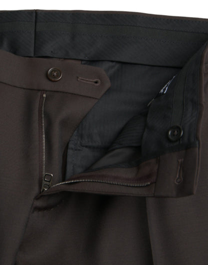 Dolce &amp; Gabbana – Dunkelbraune, schmal geschnittene Anzughose aus Wolle