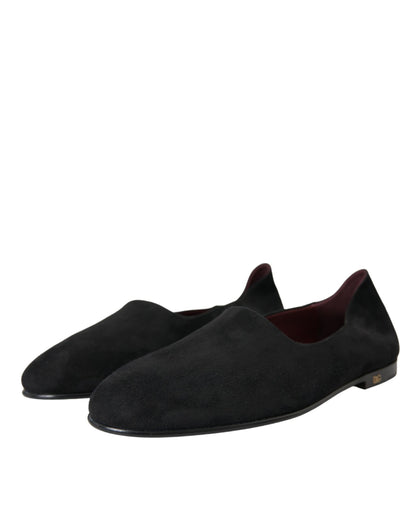 Dolce &amp; Gabbana – Schwarze Wildleder-Loafer, formelle Kleider, Slipper