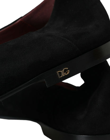 Dolce &amp; Gabbana – Schwarze Wildleder-Loafer, formelle Kleider, Slipper