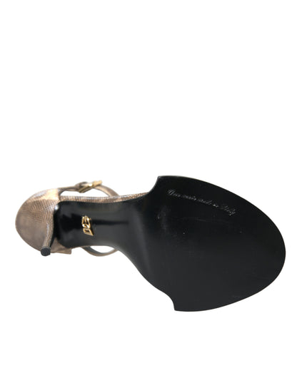 صندل دولتشي آند غابانا بني من الجلد الطبيعي الكريستالي