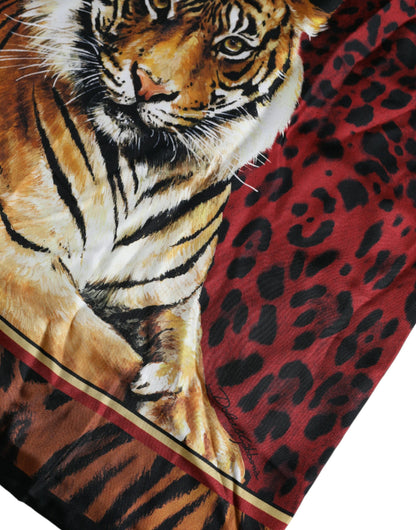 Dolce &amp; Gabbana – Kurzärmliges Baumwoll-T-Shirt mit mehrfarbigem Tiger-Print
